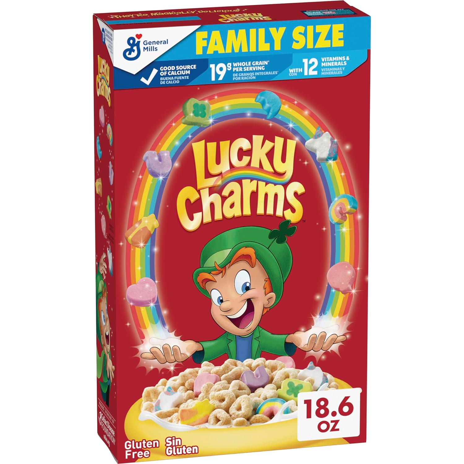 Lucky Charms, Gluten Free Cereal with Marshmallows, With Leprechaun Trap, Family Size, 18.6 OZ