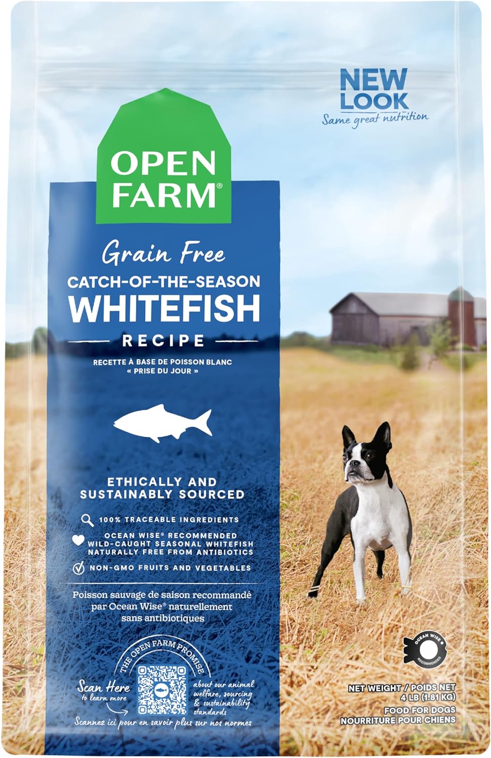 Open Farm Catch-of-The-Season Whitefish Grain-Free Dry Dog Food, Sustainably Caught Fish Recipe with Non-GMO Superfoods and No Artificial Flavors or Preservatives, 11 lbs