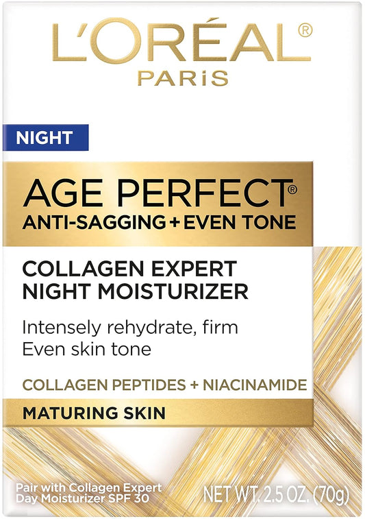 L'Oreal Paris Age Perfect Collagen Expert Anti-Aging, Anti-Wrinkle Night Moisturizer 2.5 Oz