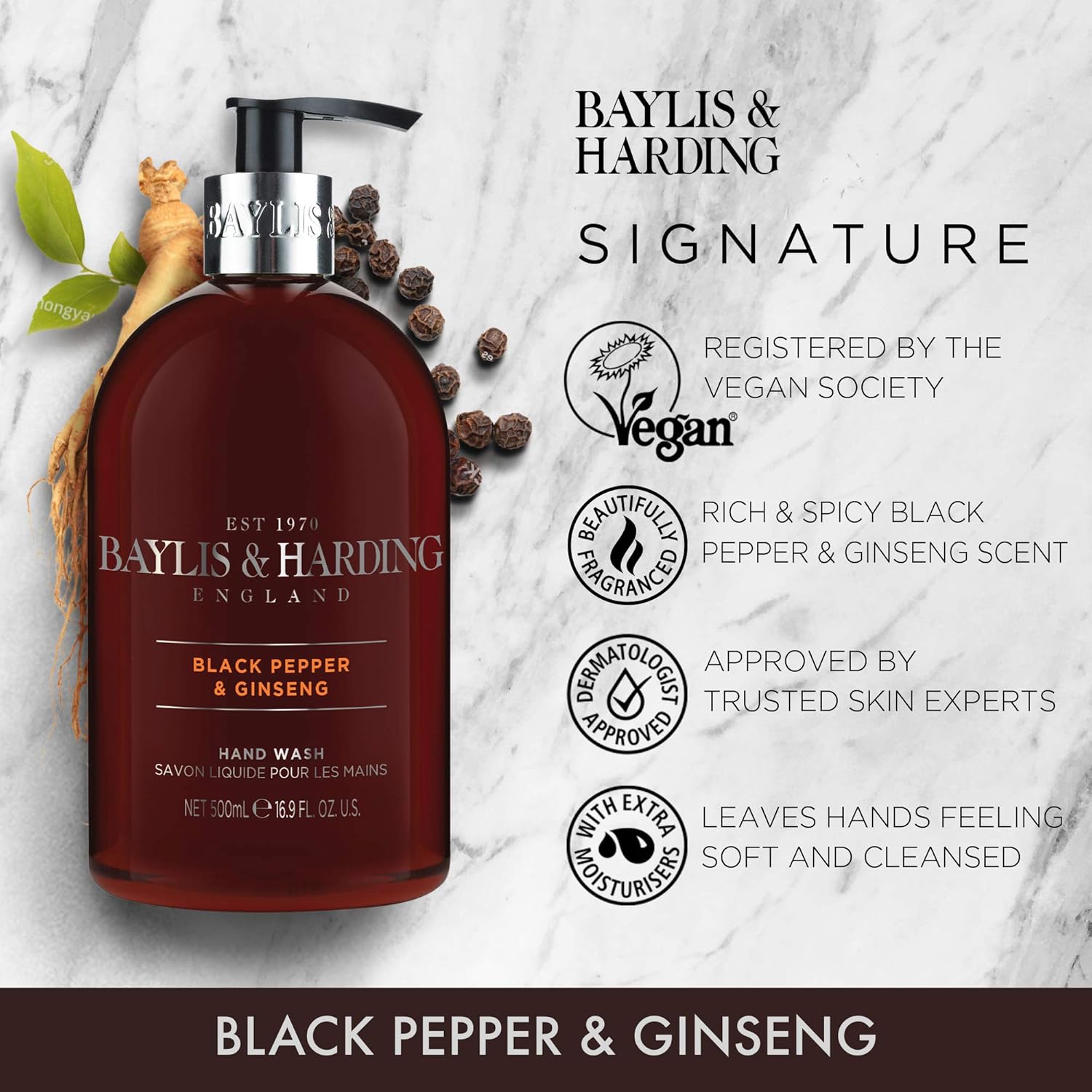 Baylis & Harding Signature Hand Wash Bundle - 3 x 500 ml Sweet Mandarin & Grapefruit, 3 x 500 ml Black Pepper & Ginseng for Men & 3 x 500 ml Jojoba, Vanilla & Almond Oil (9 bottles) - Vegan Friendly : Amazon.co.uk: Beauty