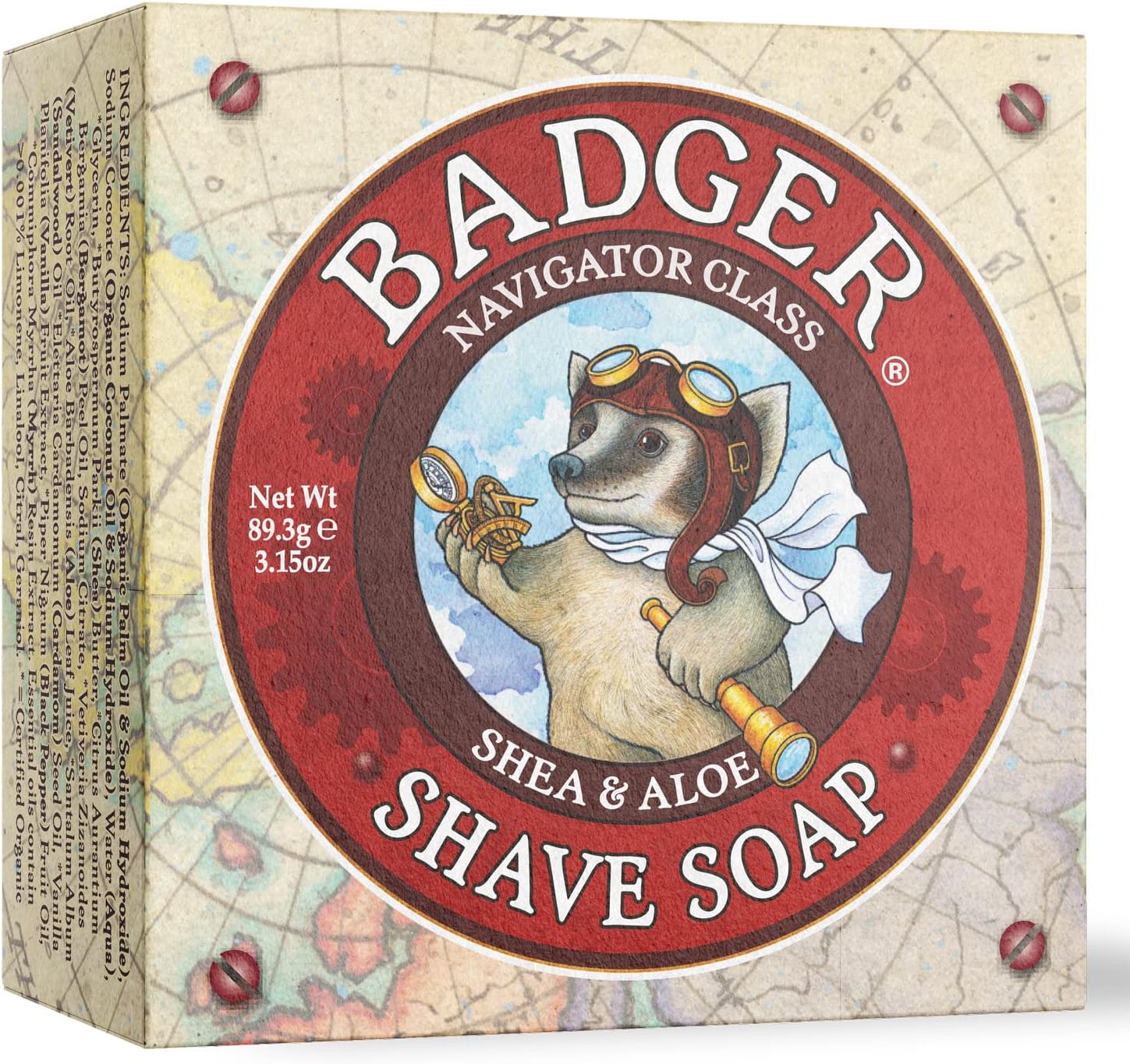 Badger - Shaving Soap Puck, Aloe Vera & Coconut Oil With Bergamot Essential Oil, Natural Shave Soap Puck, Mens Shaving Soap Bar, Shaving Cream Puck, 3.15 Oz Bar