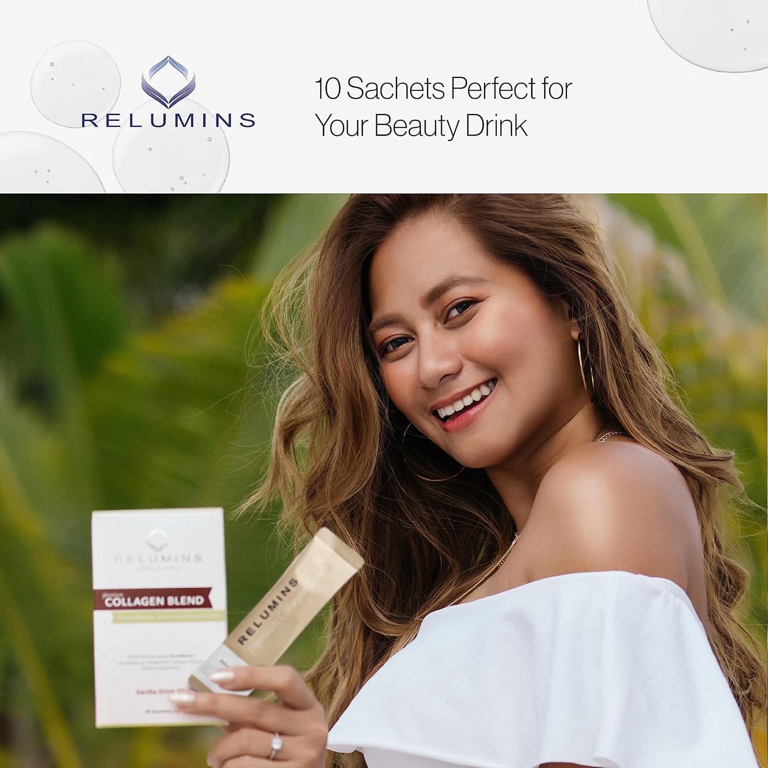 Relumins Marine Collagen Powder Drink Mix - Collagen Peptide With Glutathione, Green Tea, Coq10, & Hyaluronic Acid Promotes Glowing Skin - 100 Powder Sachets X Blueberry Flavored + 10 Free Sachets : Health & Household