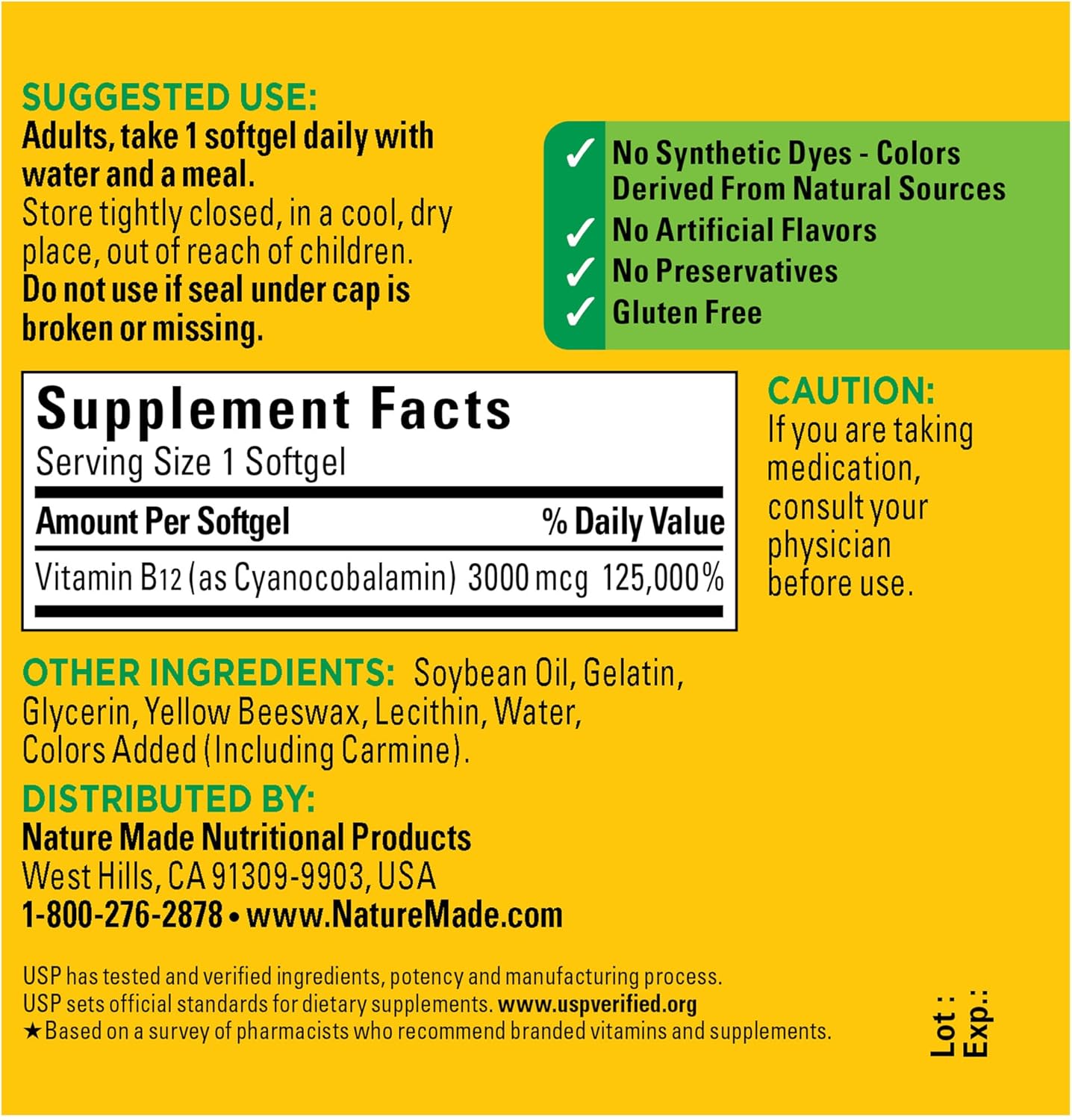Nature Made Extra Strength Vitamin B12 3000 mcg, Dietary Supplement for Energy Metabolism Support, 60 Softgels, 60 Day Supply : Health & Household