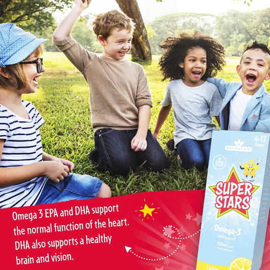 Natures Aid Super Stars Omega 3 Fish Oil For Children, Natural Lemon Flavour, 150Ml