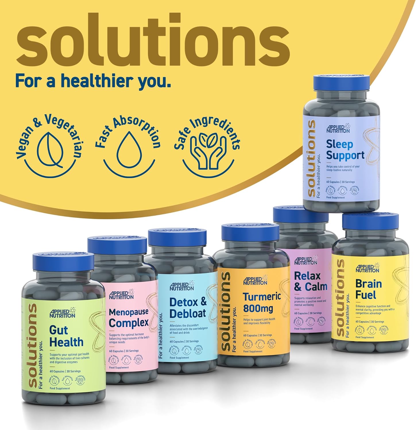 Applied Nutrition - Solutions - Brain Fuel - Capsules with Nootropics, Vitamins, & Panax Ginseng - Best Focus Booster - Enhances Mental Performance - (60 Capsules – 30 Servings) : Amazon.co.uk: Health & Personal Care