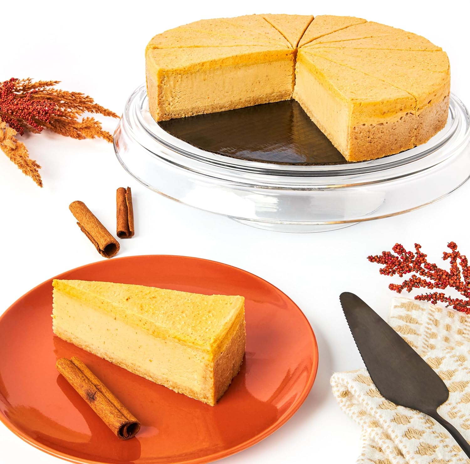 David'S Cookies Pumpkin Cheesecake | Freshly Baked Gourmet Cheesecake Made With Simple And Fresh Ingredients, Ideal Gift This Holiday Season - Pre-Sliced 14 Pieces Pumpkin Spice Cheesecake - 10 Inches