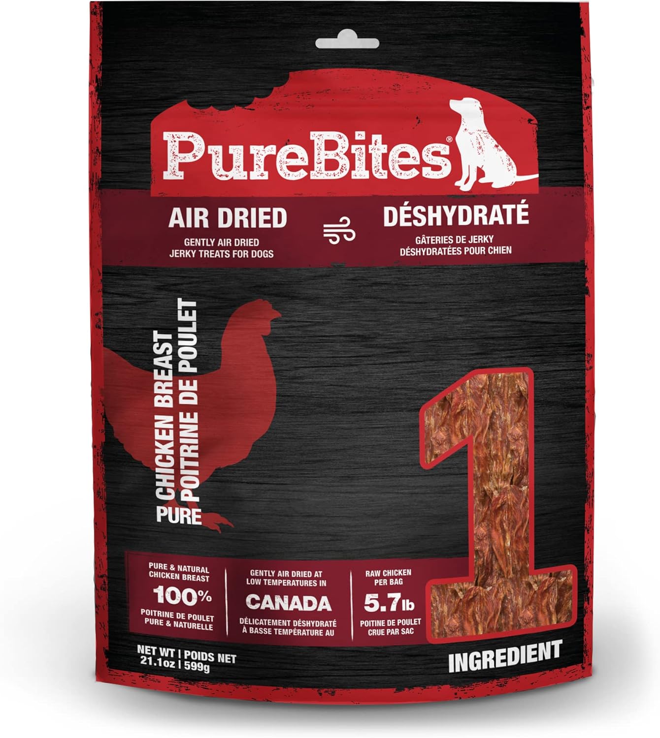 Purebites Chicken Jerky Dog Treats, 1 Ingredient, Made In Canada, 21.1Oz