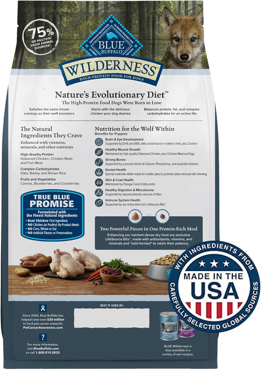 Blue Buffalo Wilderness High-Protein Natural Dry Food For Puppies, Chicken Recipe, 4.5-Lb. Bag