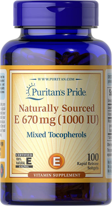 Puritan's Pride Mixed Tocopherols Natural- Softgels, Vitamin E, 100 Count