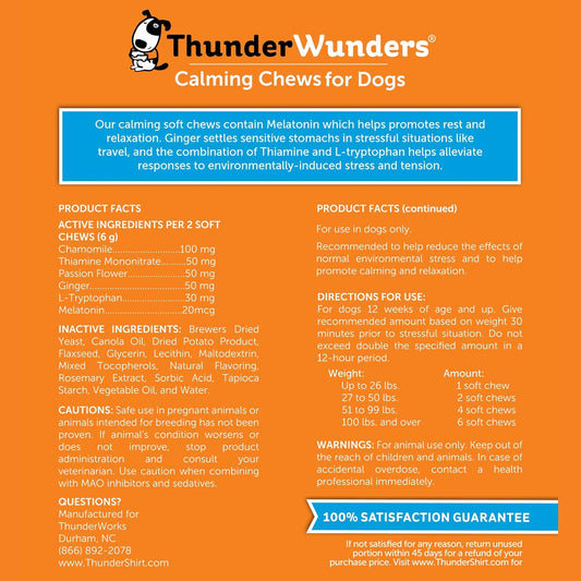 ThunderWunders Calming Chews for Dogs (60 count), Dog Anxiety Relief