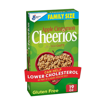 Apple Cinnamon Cheerios Cereal, Limited Edition Happy Heart Shapes, Heart Healthy Cereal With Whole Grain Oats, Family Size, 19 oz
