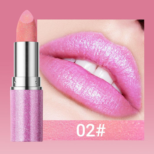 Erinde Glitter Shine Lipstick, Pearl Diamond Shimmery Creamy Lipcolor, Hydrating Glimmer Finish Lipsticks With Creamy Texture, Long Lasting High Pigmented Metallic Lip Stick Lip Stain, 03 Rose Gold