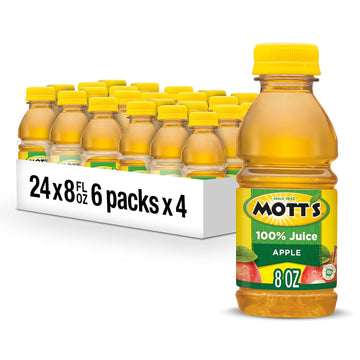 Mott'S 100% Original Apple Juice, 8 Fl Oz Bottles, 24 Count (4 Packs Of 6), 2 Servings Of Fruit, 100% Fruit Juice, Gluten-Free, Caffeine-Free, Kosher, Contains No Artificial Colors Or Sweeteners