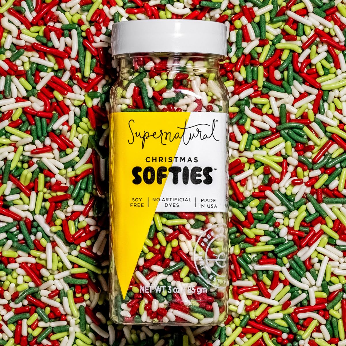 Christmas Softies Natural Sprinkles By Supernatural, Made In Usa, No Artificial Dyes, Soy Free, Gluten Free, Corn Free, Vegan, 3Oz