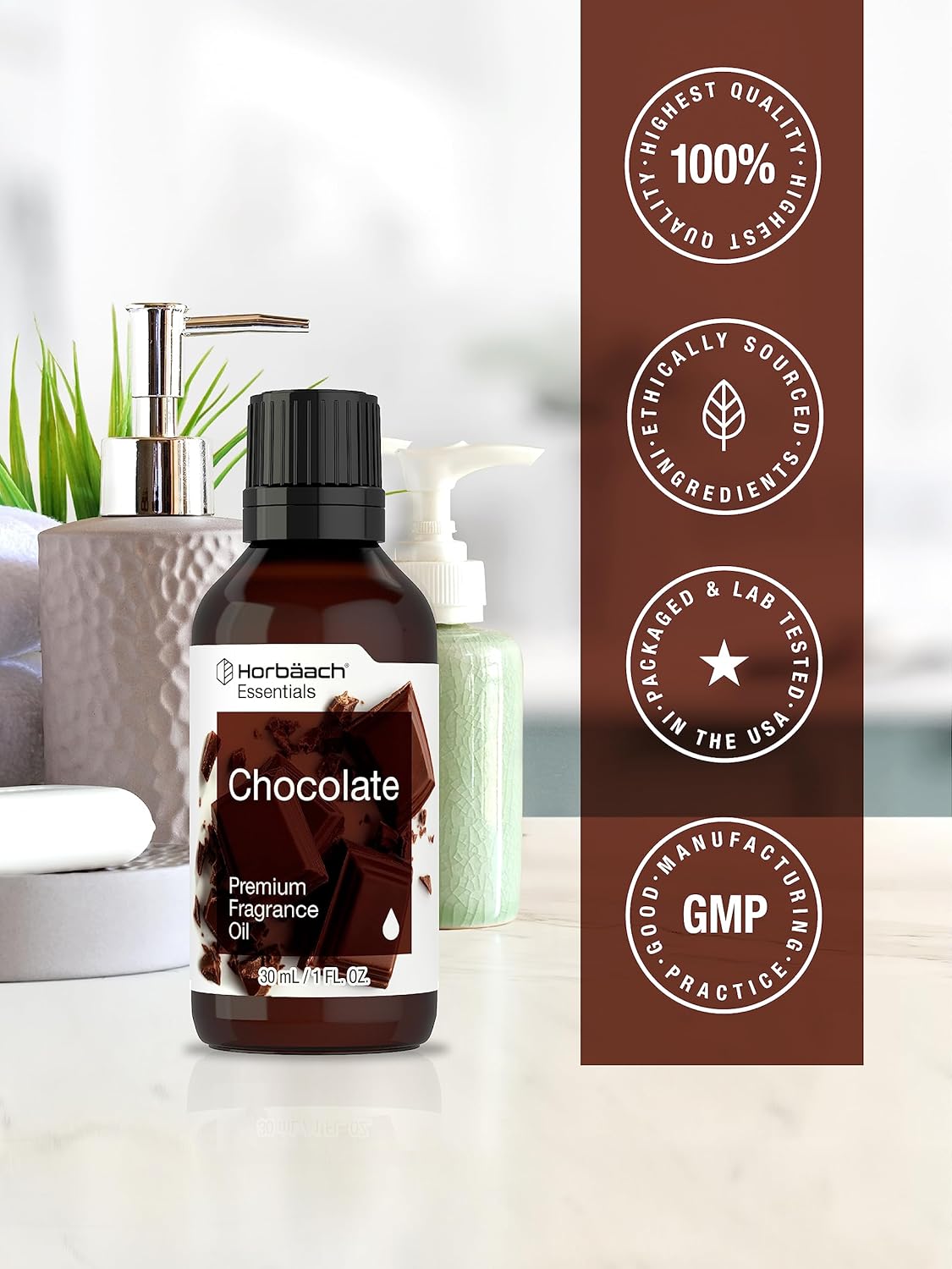 Horbäach Chocolate Fragrance Oil | 1 fl oz (30ml) | Premium Grade | for Diffusers, Candle and Soap Making, DIY Projects & More : Health & Household