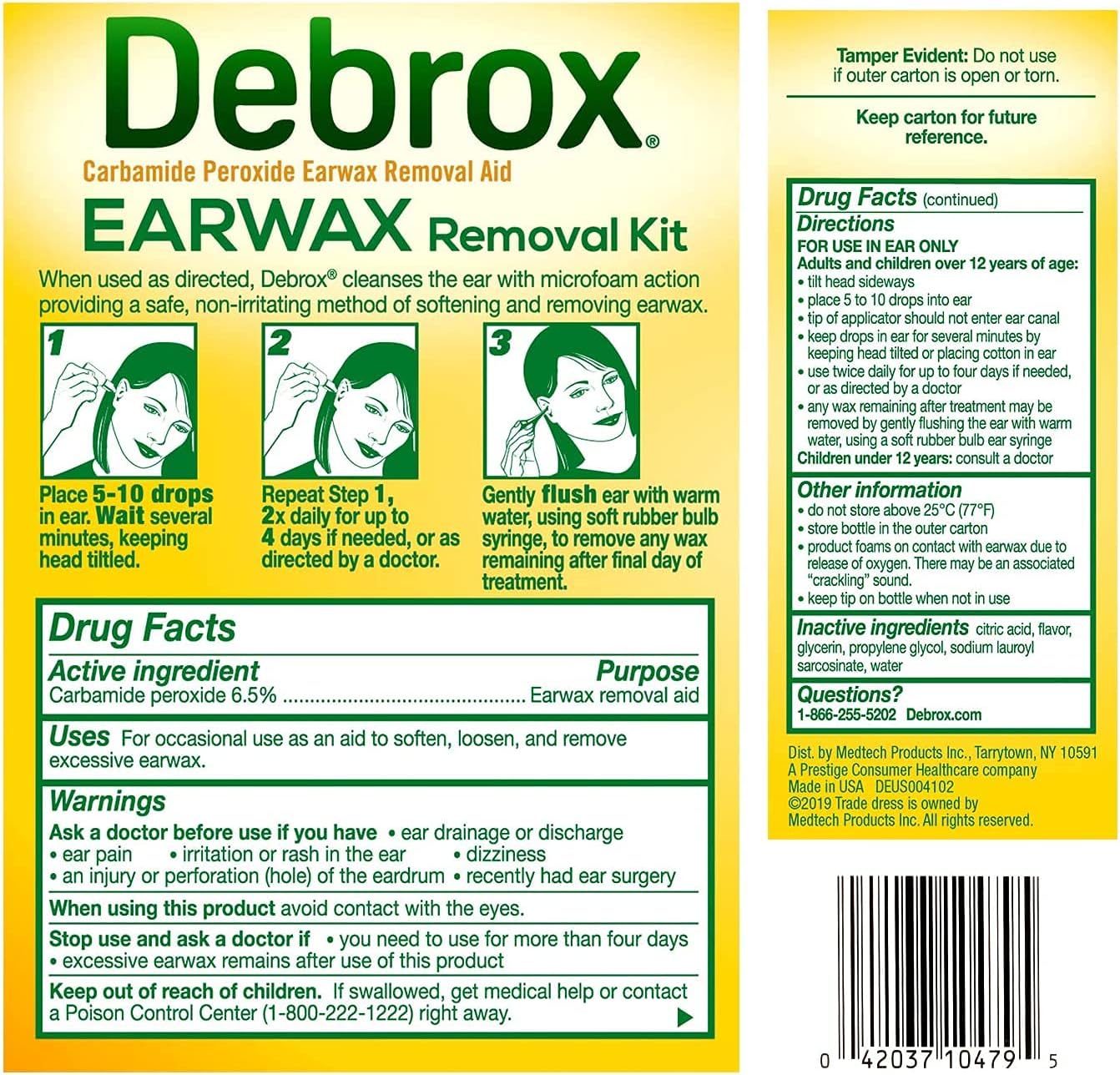 Debrox Earwax Removal Aid Kit - 3PC : Health & Household