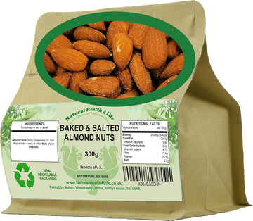 Natural Health 4 Life Snack Nut Baked & Salted Almond Nuts 600 G Gift Jar (1 Jar)