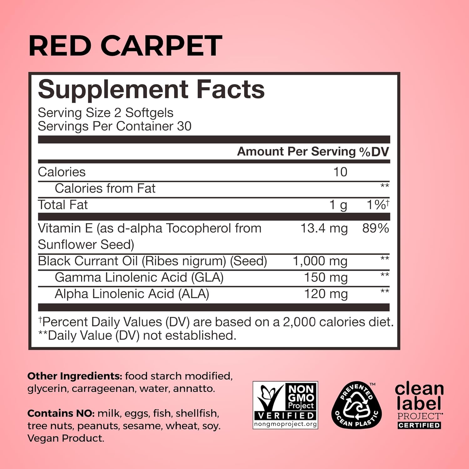 Hum Red Carpet - Skin & Hair Supplement - Black Currant Seed Oil For Glowing Skin & Strong Thicker Hair With Vitamin E & Omegas 3/6 - Hair Growth Vitamins For Women (60-Count) : Health & Household