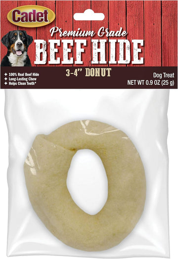 Cadet Premium Grade Beef Hide Donut For Dogs Donut Original 4" (1 Count)