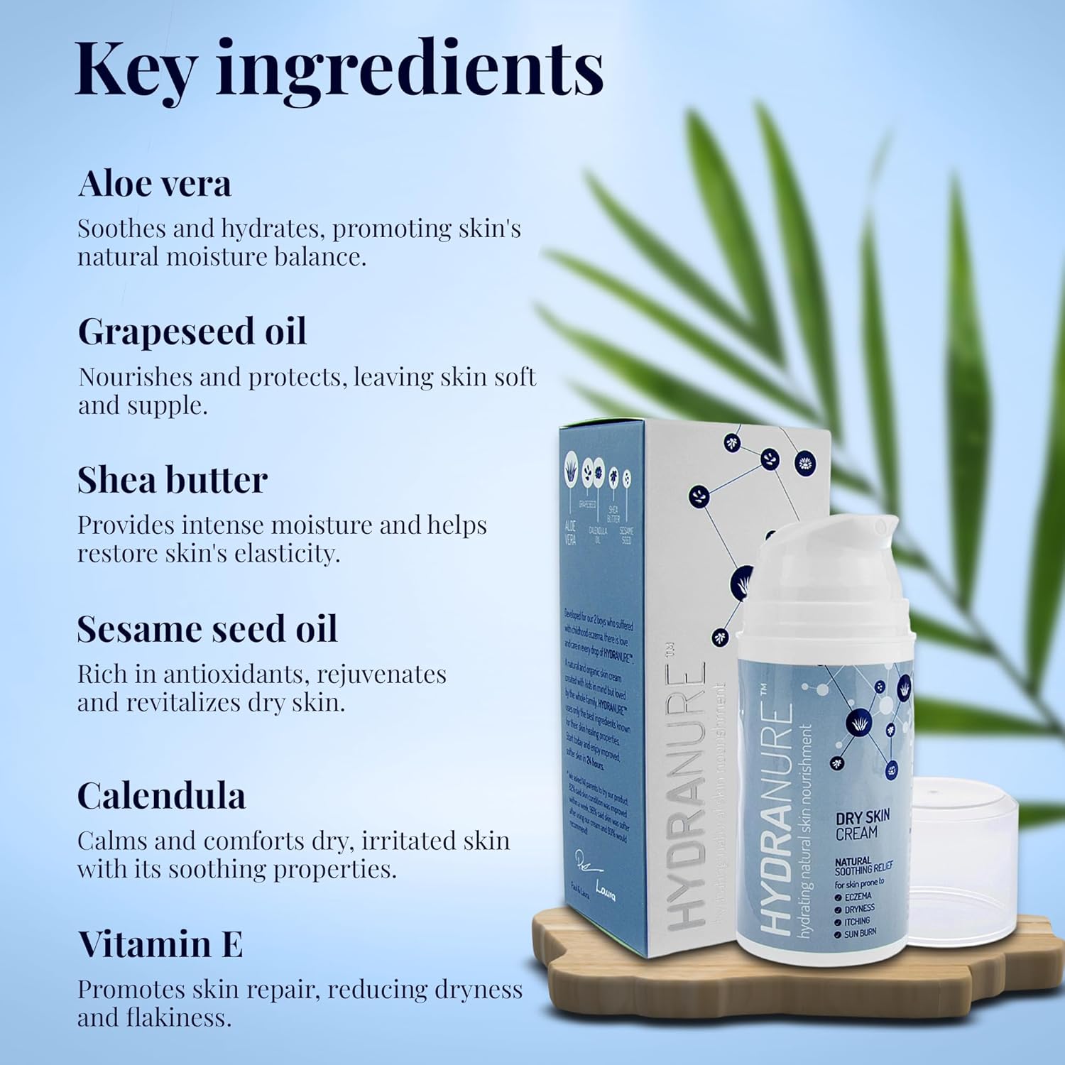 Hydranure Natural Organic Eczema Cream & Treatment For Babies & Adults-Cools Soothes Repairs & Protects Skin By Parents For Baby Eczema & Dry Itchy Skin Adult Eczema Psoriasis Sunburn (300Ml)