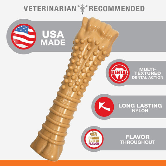 Nylabone Power Chew Textured Femur Bone Chew Toy For Dog, Indestructible Dog Toys For Aggressive Chewers Large Breed, Peanut Butter Flavor, X-Large/Souper (1 Count)