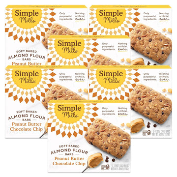 Simple Mills Almond Flour Snack Bars, Peanut Butter Chocolate Chip - Gluten Free, Made with Organic Coconut Oil, Breakfast Bars, Healthy Snacks, Paleo Friendly, 6 Ounce (Pack of 6)