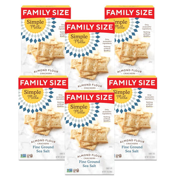 Simple Mills Almond Flour Crackers, Family Size, Fine Ground Sea Salt - Gluten Free, Vegan, Healthy Snacks, 7 Ounce (Pack Of 6)