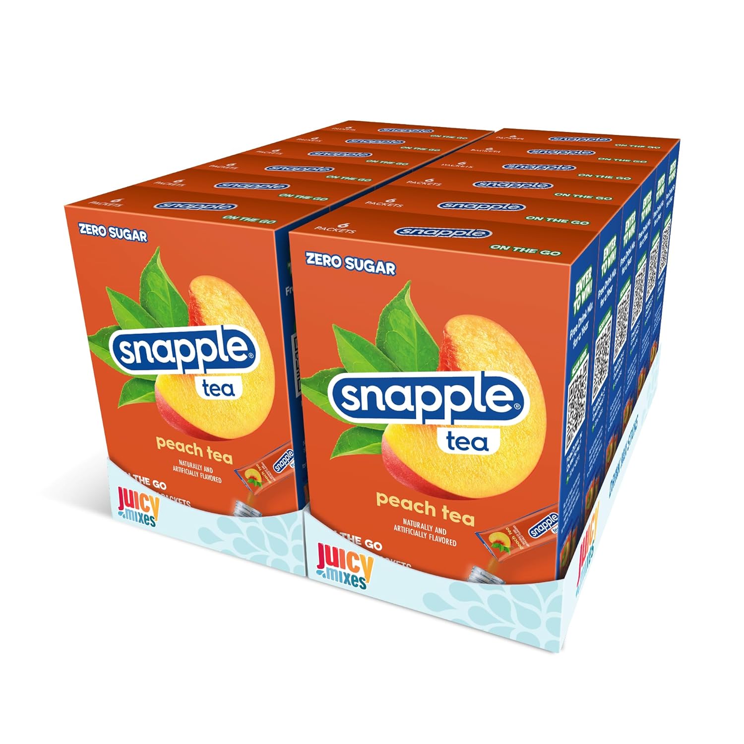 Juicy Mixes Snapple Tea – Sugar Free & Delicious, Made With Natural Flavors (Peach, 72 Sticks)