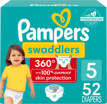 Pampers Swaddlers 360 Pull-On Diapers, Size 5, 52 Count For Up To 100% Leakproof Skin Protection And Easy Changes