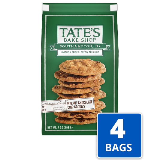 Tate'S Bake Shop Walnut Chocolate Chip Cookies, 4 - 7 Oz Bags