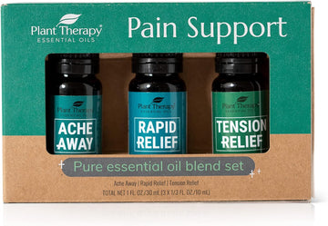 Plant Therapy Pain Support Essential Oil Blend Set 10 Ml (1/3 Oz) Each Of Ache Away, Rapid Relief & Tension Relief, Pure, Undiluted, Essential Oil Blends