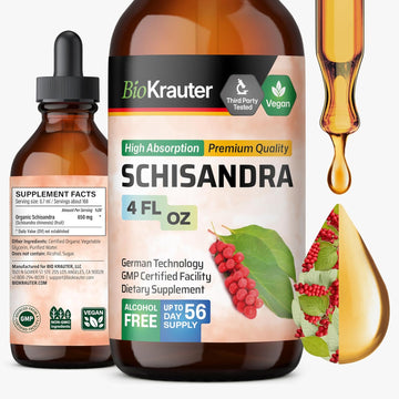 Bio Krauter Schisandra Berry Drops - Natural Schisandra Supplement For Mood Support - Alcohol & Sugar Free Extract - 2 Fl.Oz