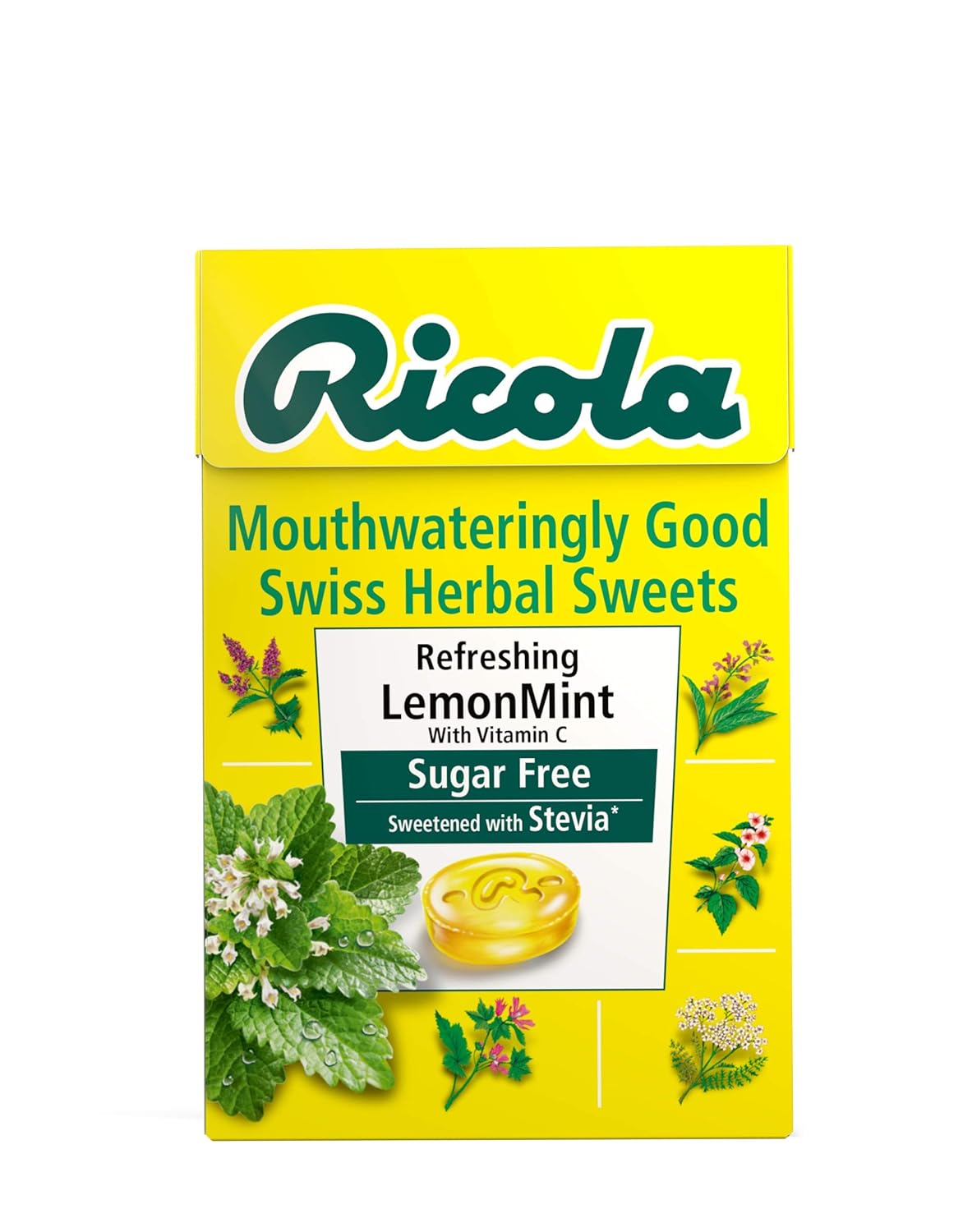 Ricola Lemon Mint Sugar Free Swiss Herbal Sweets, Herb Drops, 900 g - Pack of 20