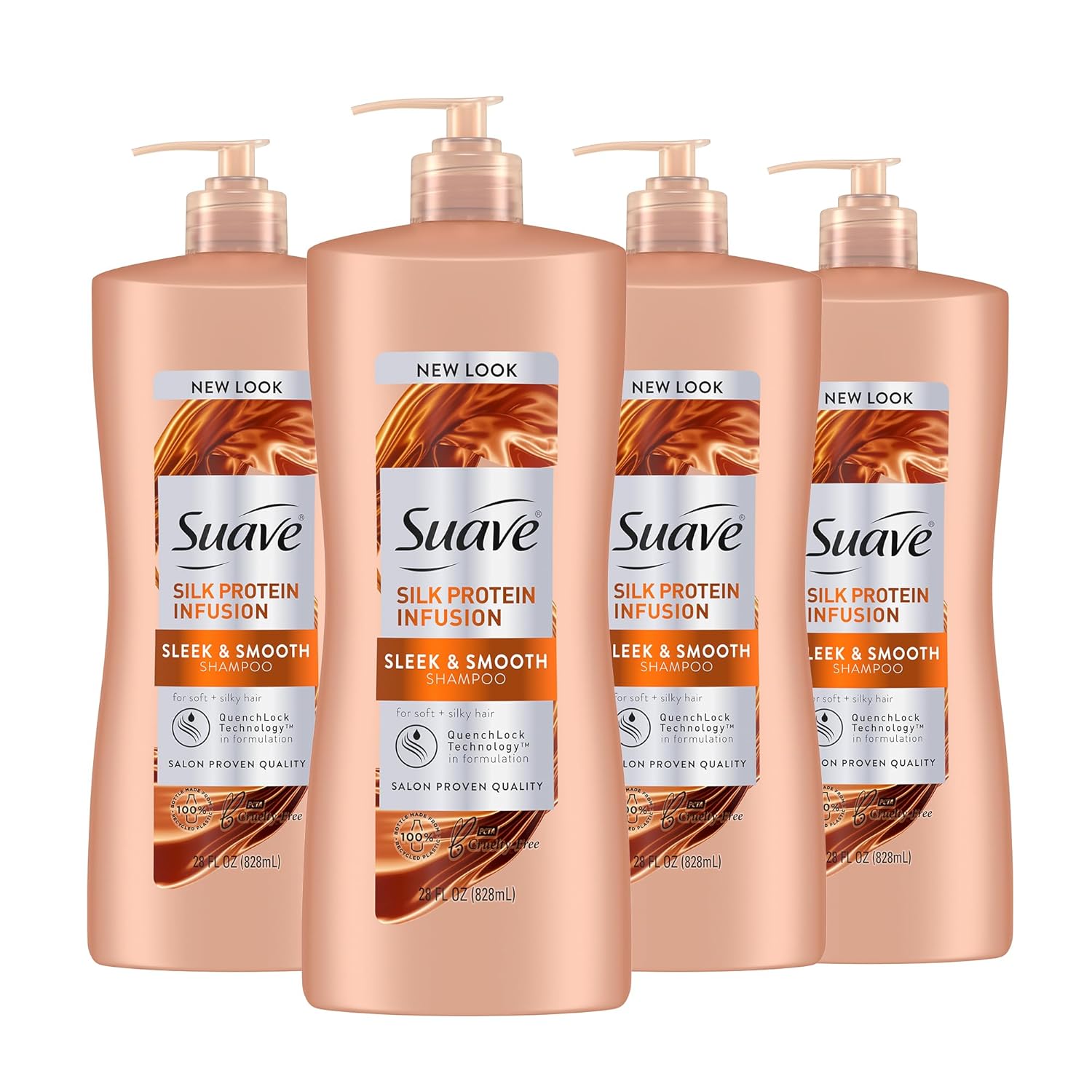 Suave Silk Protein Infusion Shampoo, Sleek And Smooth, For Soft Hair And Frizz Control, 28 Oz Pack Of 4