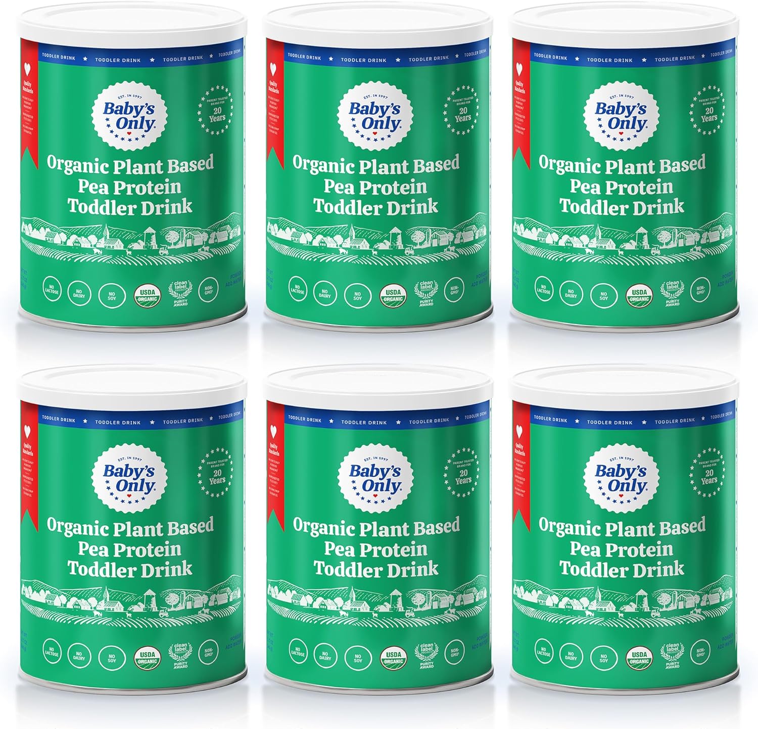 Baby'S Only Organic Plant Based Pea Protein Toddler Drink, Pea Protein Powder, No Dairy, Lactose Or Soy, Organic Toddler Drink With Plant Protein & Iron, Toddlers 12 Months Old And Up, 12.7 Oz, 6 Pack