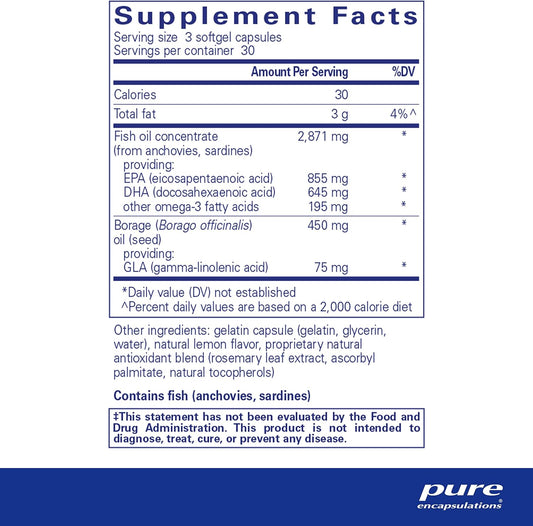 Pure Encapsulations VisionPro EPA/DHA/GLA | Supports Natural Tear Production and Retention of Eye Moisture* | 90 Softgel Capsules