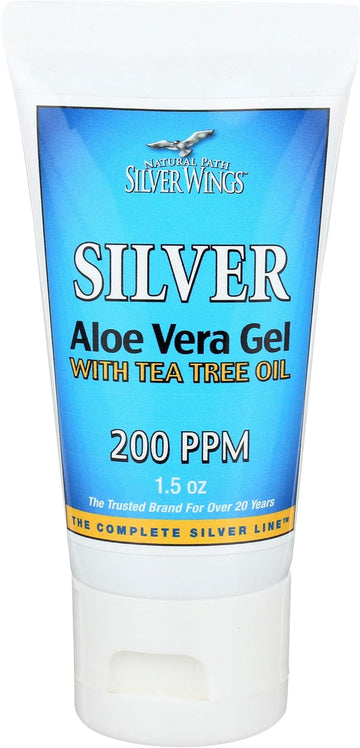 Natural Path Silver Wings Silver 200Ppm Aloe Vera Gel W/Tea Tree Oil 1.5 Oz. Skin Healing & Nourishing