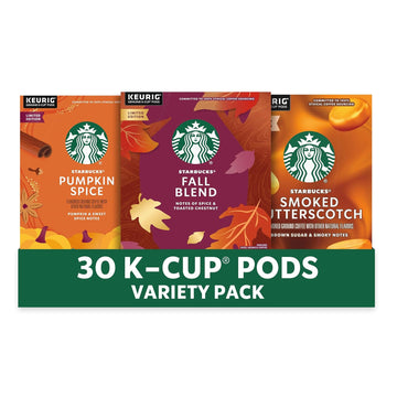 Starbucks K-Cup Coffee Pods, Fall Bundle, Medium Roast And Naturally Flavored Coffee For Keurig Coffee Makers, 100% Arabica, Limited Edition, 3 Boxes (30 Pods Total)