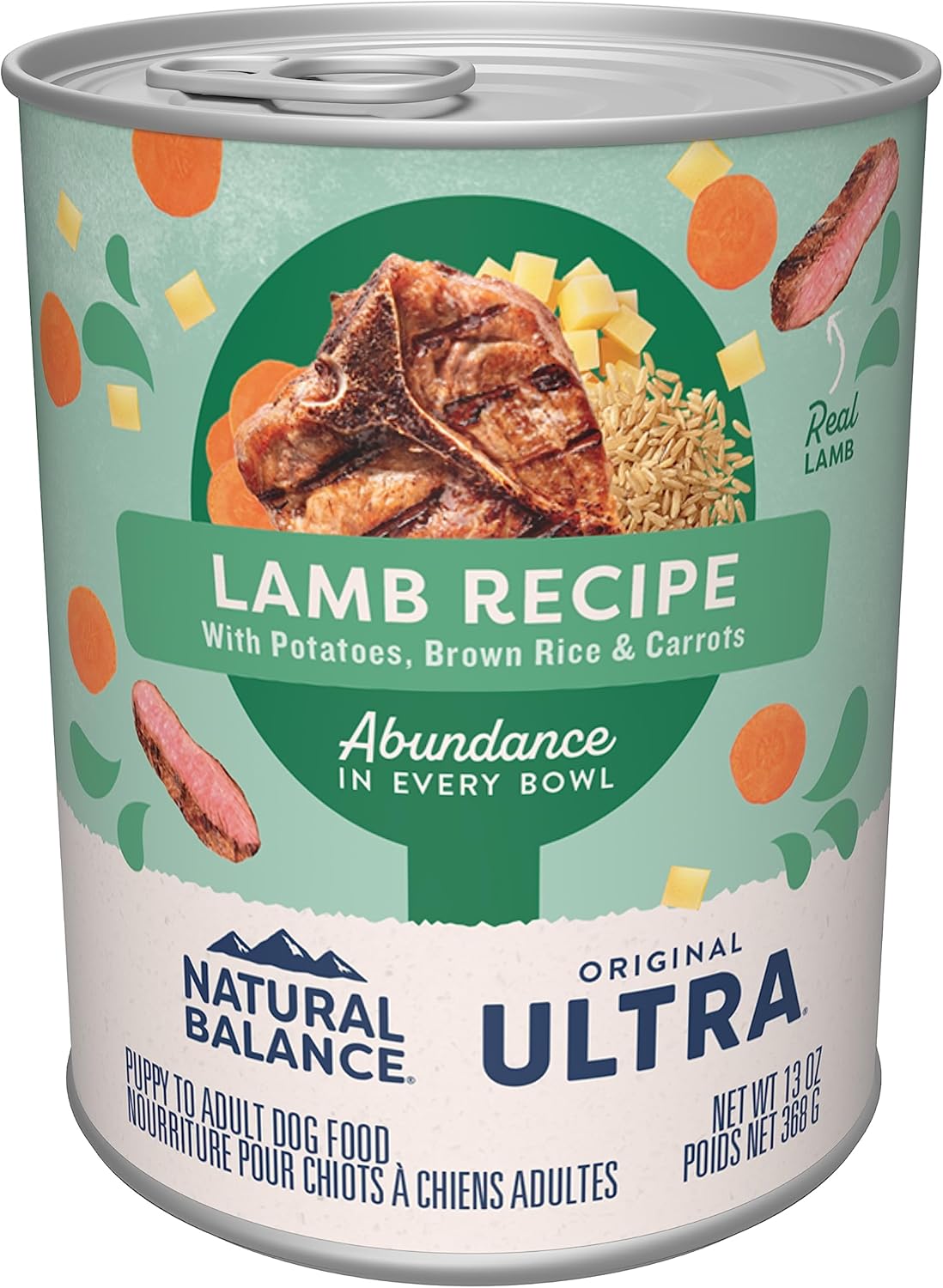 Natural Balance Original Ultra Adult Wet Dog Food, Lamb Recipe With Potatoes, Brown Rice & Carrots, 13 Ounce Can (Pack Of 12)
