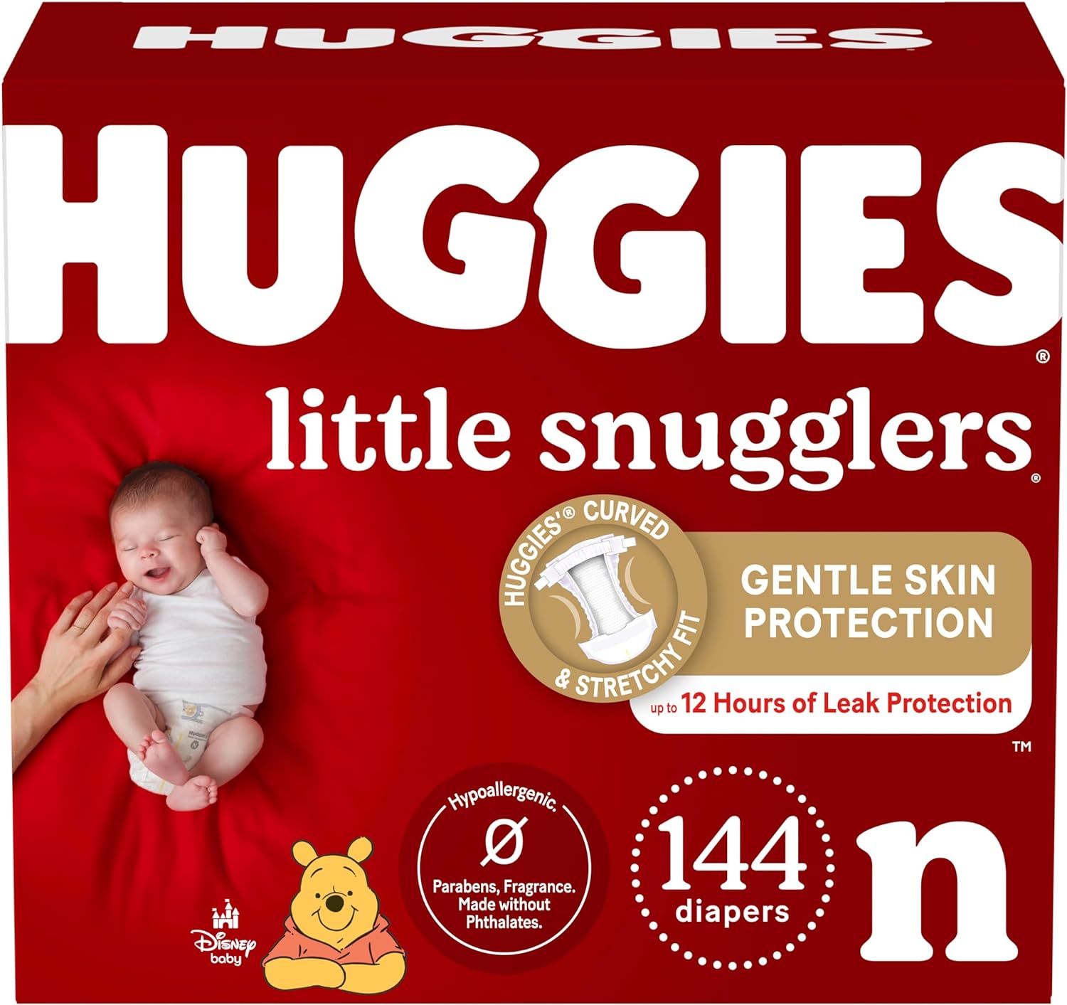 Huggies Newborn Diapers, Little Snugglers Newborn Diapers, Size Newborn (Up To 10 Lbs), 144 Count