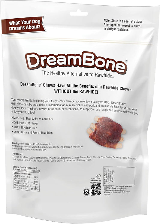 Dreambone Grill Masters Ribs, No-Rawhide Chews For Dogs, 5 Half Racks