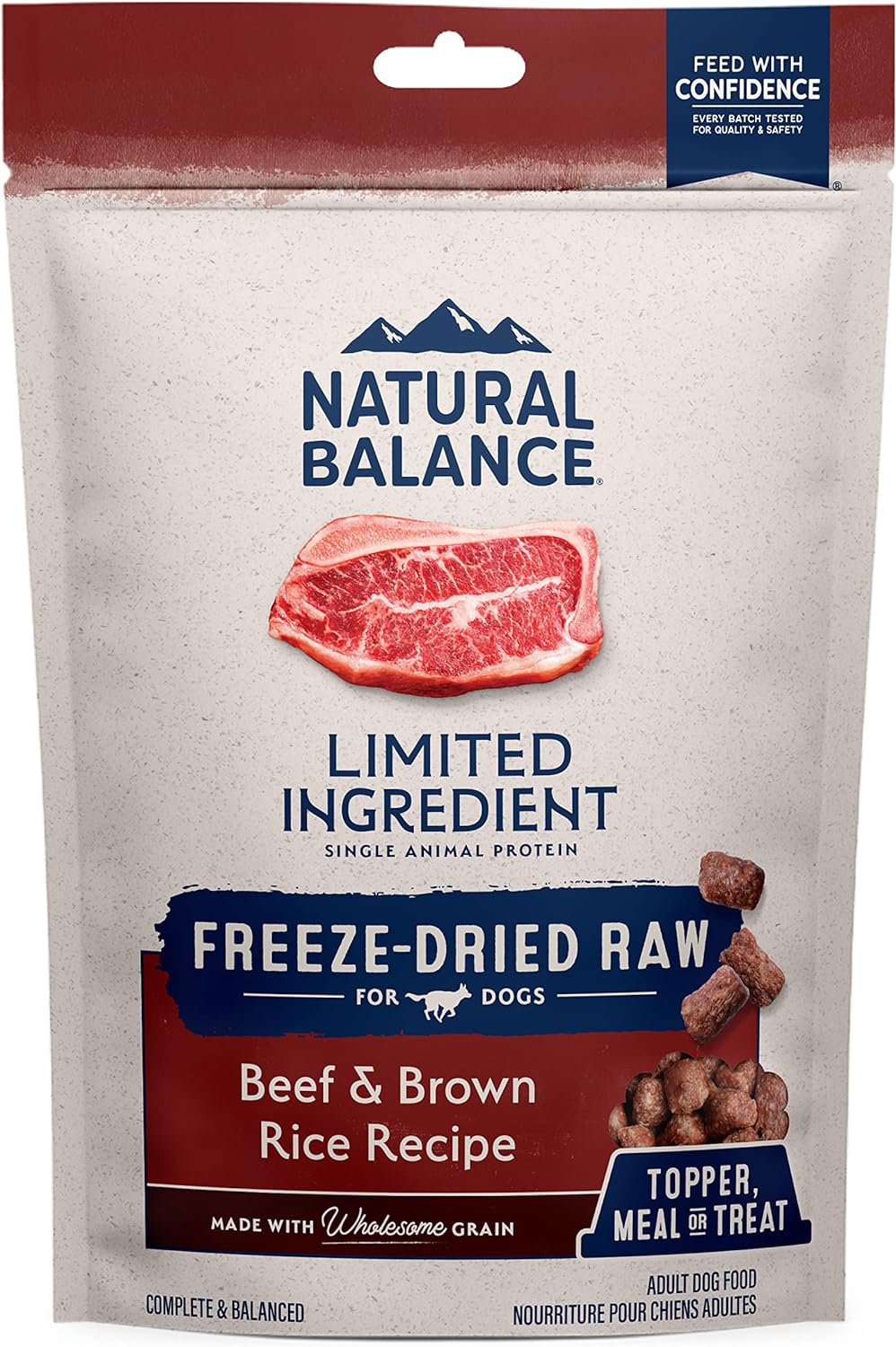 Natural Balance Freeze Dried Raw Dog Food, Limited Ingredient Adult Formula With Healthy Grains, Great As Topper, Treat, Or Meal, Beef & Brown Rice Recipe, 13 Ounce (Pack Of 1)