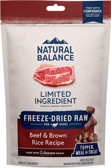 Natural Balance Freeze Dried Raw Dog Food, Limited Ingredient Adult Formula With Healthy Grains, Great As Topper, Treat, Or Meal, Beef & Brown Rice Recipe, 13 Ounce (Pack Of 1)
