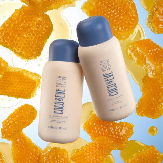 Coco & Eve Pro Youth Shampoo & Conditioner. For Strength, Shine, Volume And Healthy Scalp. With Honey, Retinol, Prebiotics. (280 Ml)