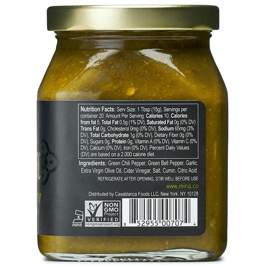 Mina Harissa Green Hot Sauce, 10 Oz, Homestyle Moroccan Green Chili Garlic Sauce, Your New Salsa Verde For Spicing Up Any Dish, Harissa Sauce Perfect For Any Cuisine Or As A Dip & Spread