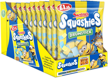 Swizzels Squashies Minion Sweets - Banana & Blueberry Flavour - Price Marked Multipack (12 X 120G)