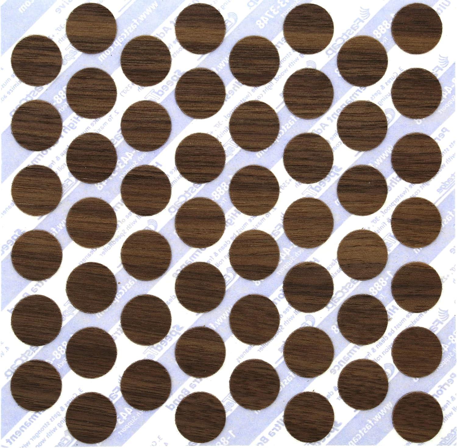 FastCap Adhesive Cover Caps Pre-Finished Wood Walnut 9/16" (1 Sheet 52 Caps)