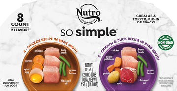 Nutro So Simple Meal Complement Wet Dog Food Chicken And Chicken & Duck Recipes In Bone Broth Variety Pack, 2 Oz. Tubs, Pack Of 8