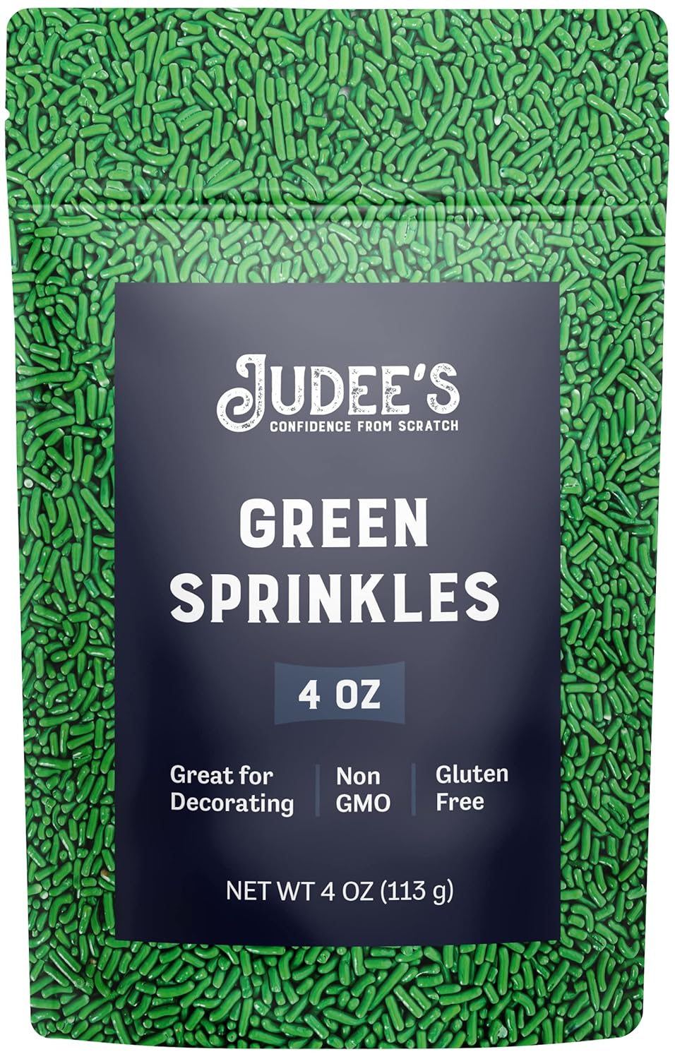 Judee's Green Sprinkles 4 oz - Gluten-Free and Nut-Free - Brighten Up Your Baked Goods - Great for Cookie and Cake Decoration - Use for Baking and as Dessert and Ice Cream Toppings