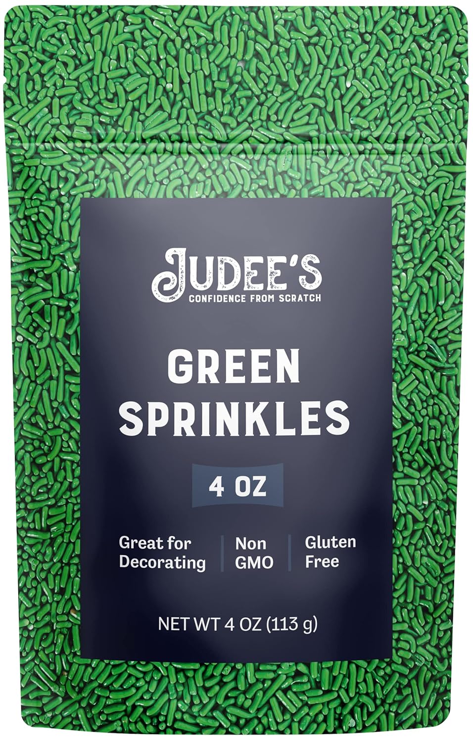 Judee'S Green Sprinkles 4 Oz - Gluten-Free And Nut-Free - Brighten Up Your Baked Goods - Great For Cookie And Cake Decoration - Use For Baking And As Dessert And Ice Cream Toppings